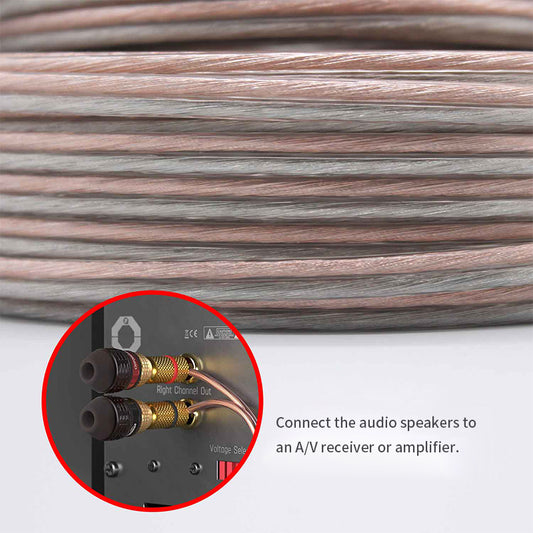 15m 16AWG (1.3mm²) Transparent Audio Stereo Speaker Wire/Cable, Flexible Transparent PVC, Copper-Clad Aluminum (CCA) Construction, 2-Core Wire, Compatible with Home Theaters & HiFi Systems 10 Packs