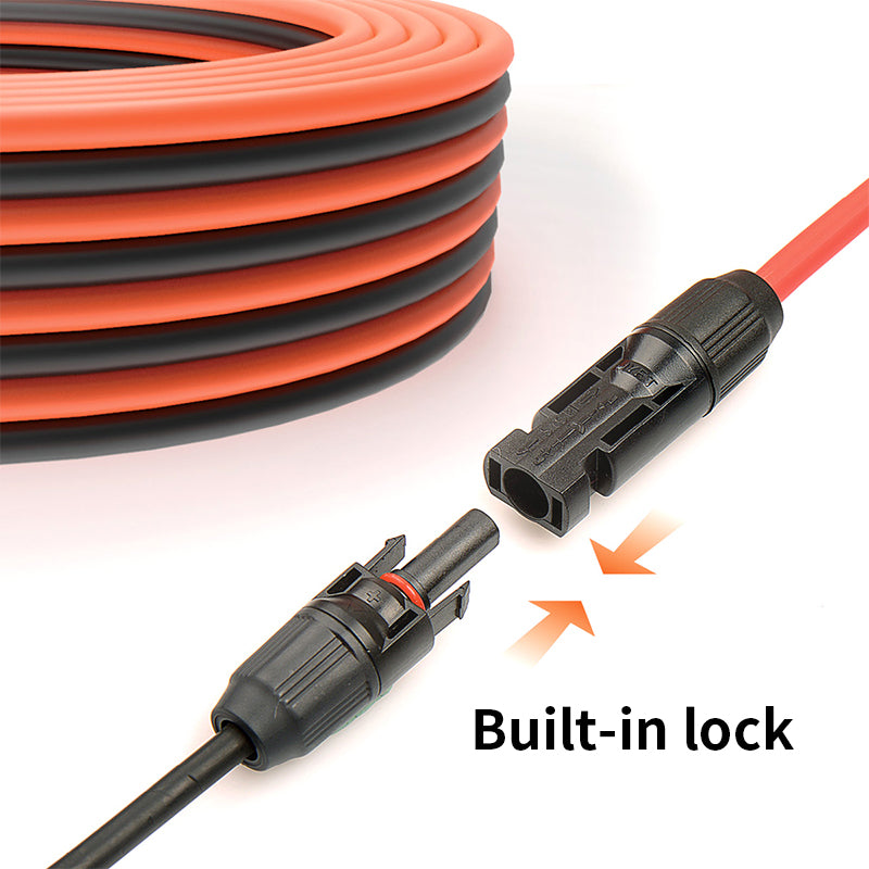 9m Solar Cable Extension Wire, Single Wire with Single Connector (6mm²), Solar Photovoltaic (PV) Connector DC PV Test Cable Set (1 Red & 1 Black) 10 packs