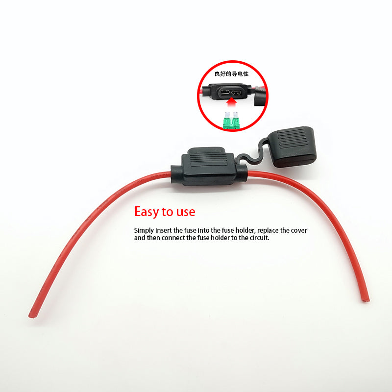 Medium-Size Automotive Fuse Box Blade Fuse Waterproof Base, Motorcycle Modification Fuse Holder Wire, Equipped with 12AWG Wire and 30A Fuses, 5-Pack 10 packs