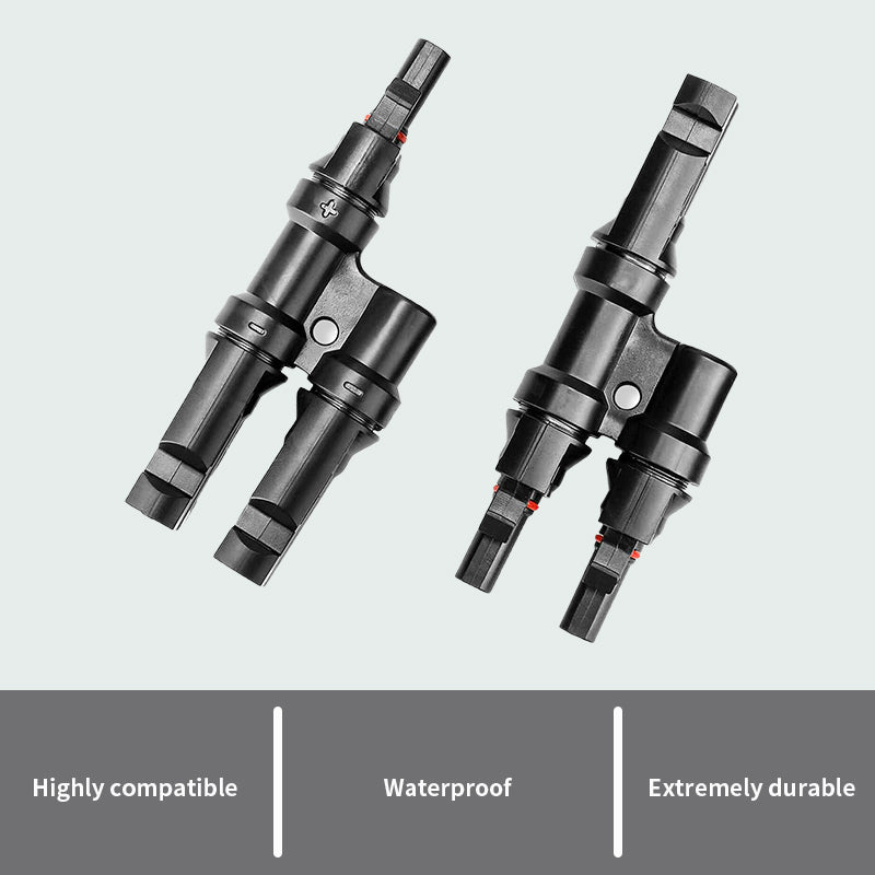 1000V Solar Photovoltaic Connector: T-Type Branch Tee, 2-in-1 Parallel Busbar Junction Fitting Plug 10 Packs