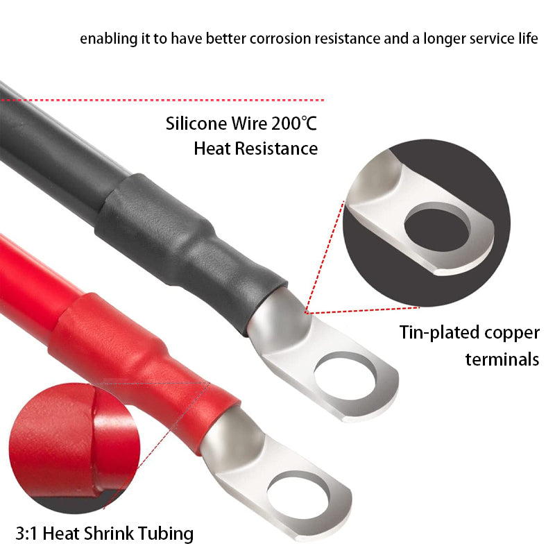 Silicone-Jacketed Automotive Battery Connection Cable, 6AWG (13mm²) Solid Copper Cable for Battery Series/Parallel Connection (Positive & Negative Terminals), 30cm Length 10 packs