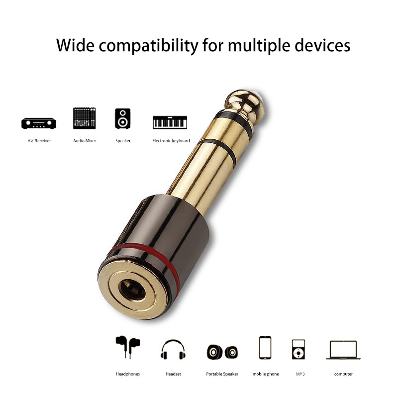 6.35mm Male to 3.5mm Female Audio Adapter, Compatible with Speakers, Electronic Keyboards, Pianos, Electronic Drums, Headphones & Microphones, 2-Pack 10packs