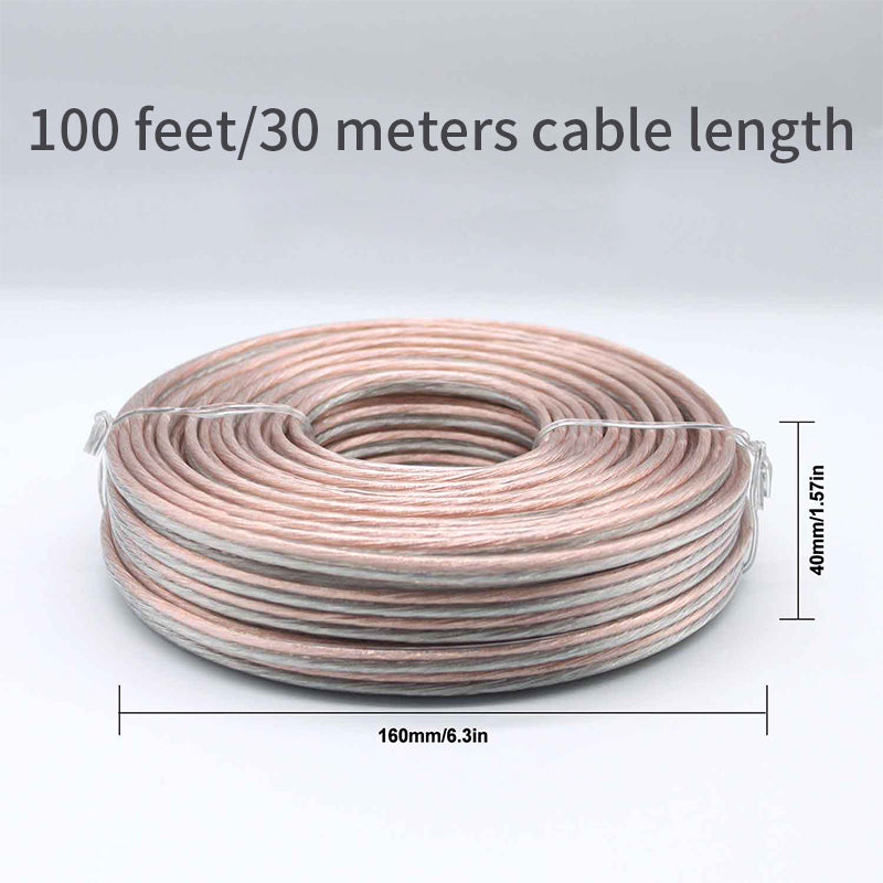 15m 16AWG (1.3mm²) Transparent Audio Stereo Speaker Wire/Cable, Flexible Transparent PVC, Copper-Clad Aluminum (CCA) Construction, 2-Core Wire, Compatible with Home Theaters & HiFi Systems 10 Packs