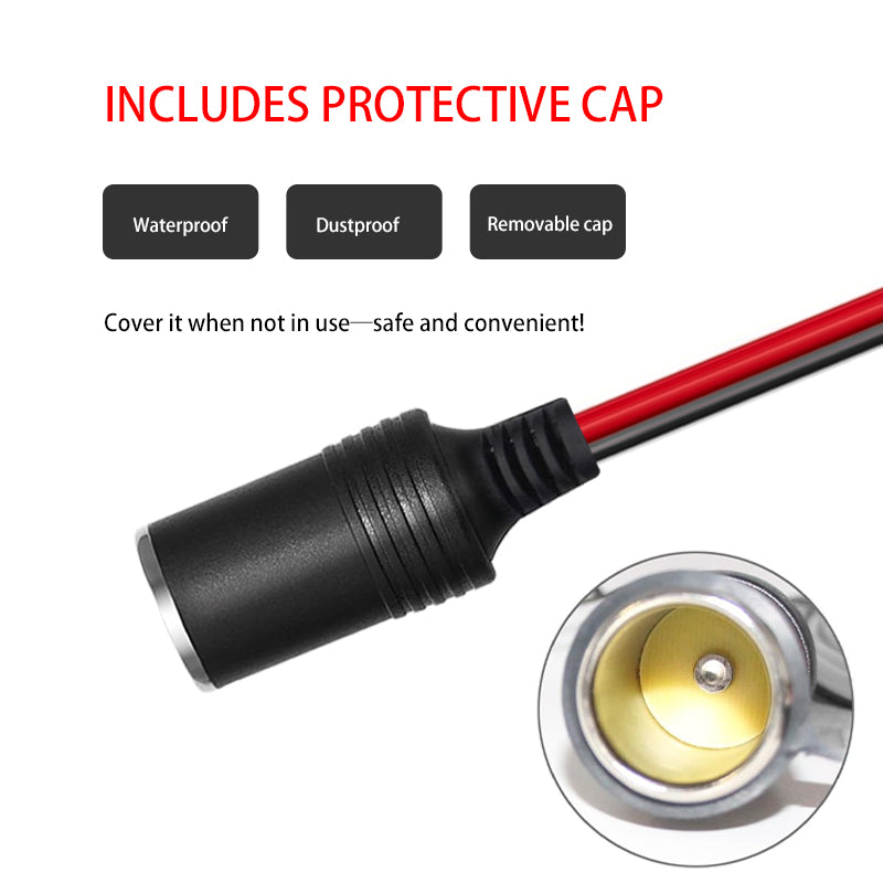Car Cigarette Lighter Plug Extension Cable (Male to Female), 12V/24V Automotive Cigarette Lighter Extension Cord with 16AWG Cable (2 Meters) and 15A Fuse 10 packs