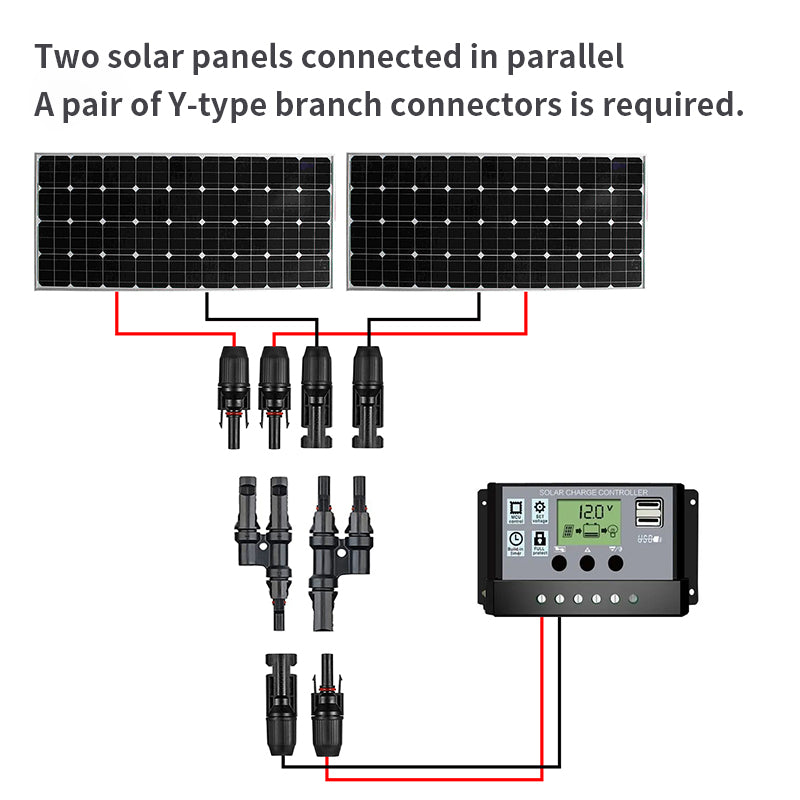 1000V Solar Photovoltaic Connector: T-Type Branch Tee, 2-in-1 Parallel Busbar Junction Fitting Plug 10 Packs