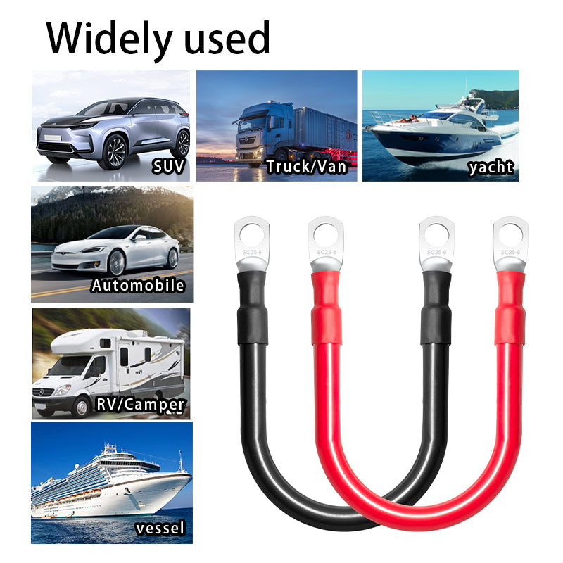 Silicone-Jacketed Automotive Battery Connection Cable, 6AWG (13mm²) Solid Copper Cable for Battery Series/Parallel Connection (Positive & Negative Terminals), 30cm Length 10 packs