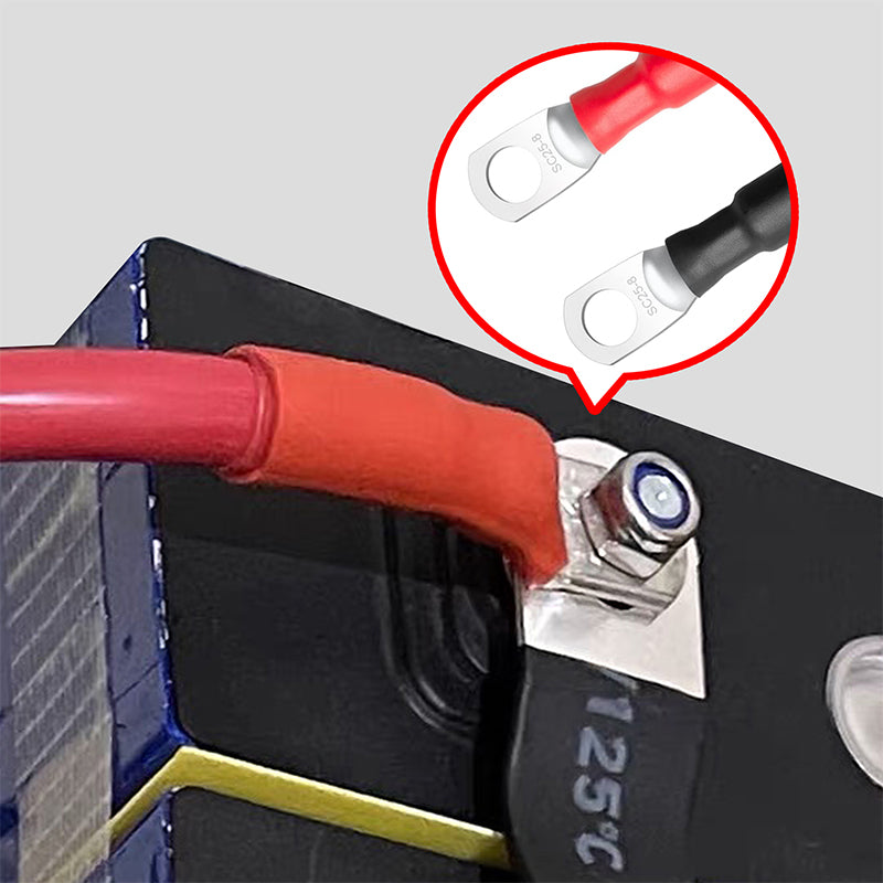 Silicone-Jacketed Automotive Battery Connection Cable, 6AWG (13mm²) Solid Copper Cable for Battery Series/Parallel Connection (Positive & Negative Terminals), 30cm Length 10 packs