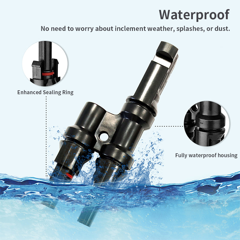 1000V Solar Photovoltaic Connector: T-Type Branch Tee, 2-in-1 Parallel Busbar Junction Fitting Plug 10 Packs