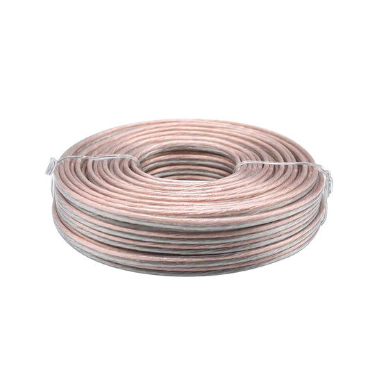 15m 16AWG (1.3mm²) Transparent Audio Stereo Speaker Wire/Cable, Flexible Transparent PVC, Copper-Clad Aluminum (CCA) Construction, 2-Core Wire, Compatible with Home Theaters & HiFi Systems 10 Packs