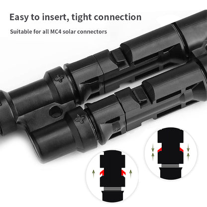 1000V Solar Photovoltaic Connector: T-Type Branch Tee, 2-in-1 Parallel Busbar Junction Fitting Plug 10 Packs