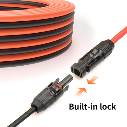 9m Solar Cable Extension Wire, Single Wire with Single Connector (6mm²), Solar Photovoltaic (PV) Connector DC PV Test Cable Set (1 Red & 1 Black) 10 packs