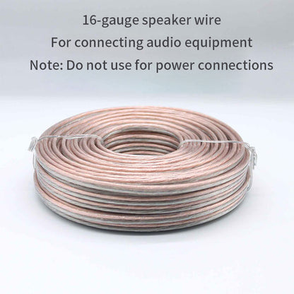 15m 16AWG (1.3mm²) Transparent Audio Stereo Speaker Wire/Cable, Flexible Transparent PVC, Copper-Clad Aluminum (CCA) Construction, 2-Core Wire, Compatible with Home Theaters & HiFi Systems 10 Packs